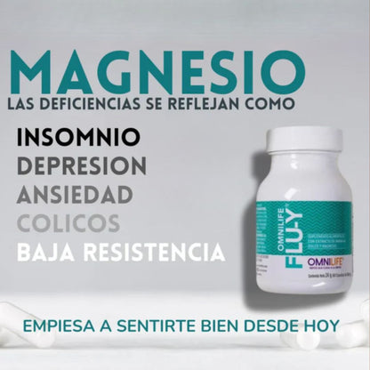 FLU-Y MAGNESIO PODEROSO , CERO ESTRES .Bote con 60 capsulas